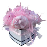 Lovely Peonies Box with Skeleton Leaves - Flowers Box London