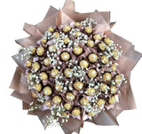 Lovely Rose Gold Wrapped Chocolate in Gypsophila Bouquet - Flowers Box London