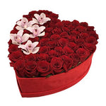 Loving Box of Roses with Cymbidium - Flowers Box London
