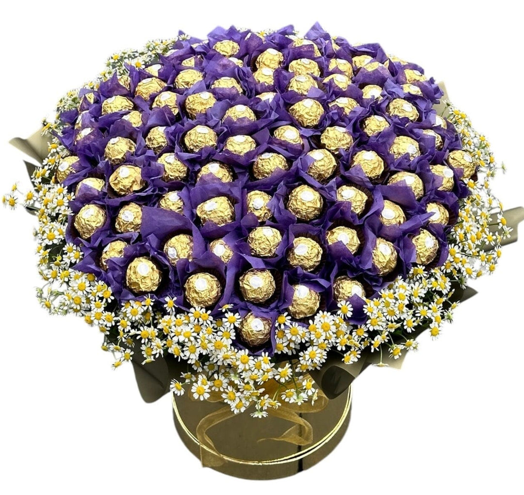 Luxe Chocolate Box in Purple with Tanacetum