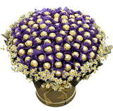 Luxe Chocolate Box in Purple with Tanacetum - Flowers Box London