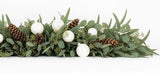 Luxe Eucalyptus Garland with Long Cones & Snow - White Baubles - Flowers Box London