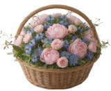 Luxury Basket of Peonies with Roses and Nigella - Flowers Box London
