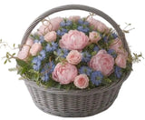 Luxury Basket of Peonies with Roses and Nigella - Flowers Box London