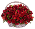 Luxury Basket of Red Blooms - Flowers Box London