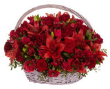 Luxury Basket of Red Blooms - Flowers Box London