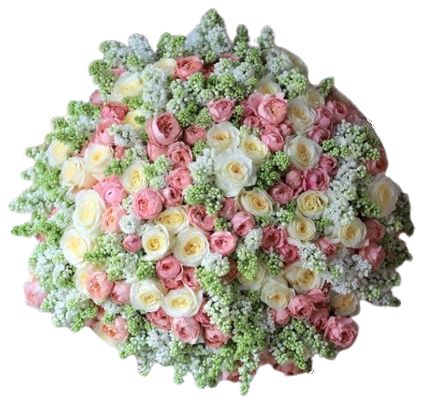 Luxury Bouquet Lilac with Pink and Yellow Spray Roses