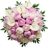 Luxury Bouquet of Pink and White Peonies with Anthurium