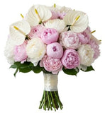 Luxury Bouquet of Pink and White Peonies with Anthurium - Flowers Box London