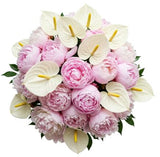Luxury Bouquet of Pink and White Peonies with Anthurium