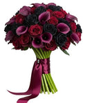 Luxury Bouquet of Red and Black Roses with Calla Lily - Flowers Box London