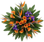 Luxury Bouquet of Strelitzia and Calla Lily with Blue Iris