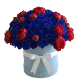 Luxury Box of Blue Roses and Peonies - Flowers Box London