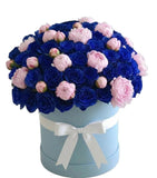 Luxury Box of Blue Roses and Peonies - Flowers Box London