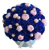 Luxury Box of Blue Roses and Peonies - Flowers Box London