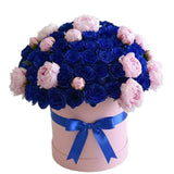 Luxury Box of Blue Roses and Peonies - Flowers Box London