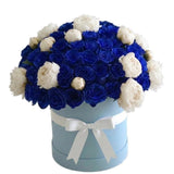 Luxury Box of Blue Roses and Peonies - Flowers Box London