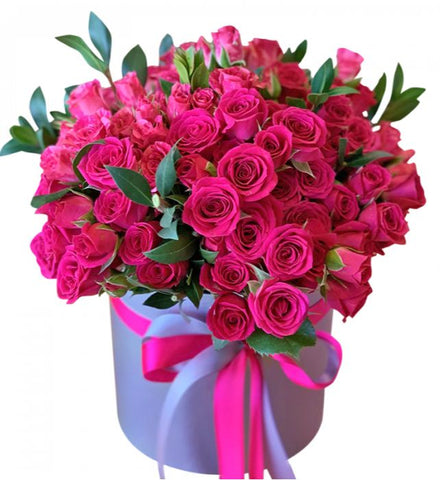 Luxury Box of Cerise Spray Roses with Greenery