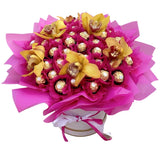 Luxury Box of Chocolates with Cymbidium Orchids - Flowers Box London