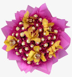 Luxury Box of Chocolates with Cymbidium Orchids - Flowers Box London