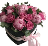 Luxury Box of Roses and Pink Peonies - Flowers Box London