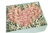 Luxury Box of Roses Heart in Gypsophila - Flowers Box London