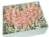 Luxury Box of Roses Heart in Gypsophila - Flowers Box London