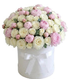 Luxury Box of White Rose and Peony - Flowers Box London
