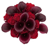 Luxury Burgundy Calla Lily and Roses Bridal Bouquet - Flowers Box London