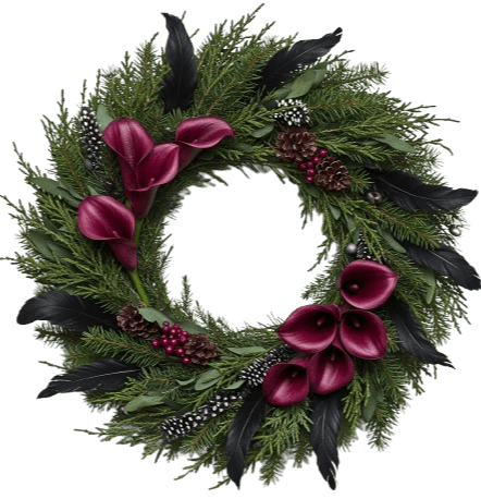 Luxury Calla Lily and Feathers Wreath - Flowers Box London