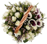 Luxury Calla Lily with Spray Roses Basket - Flowers Box London