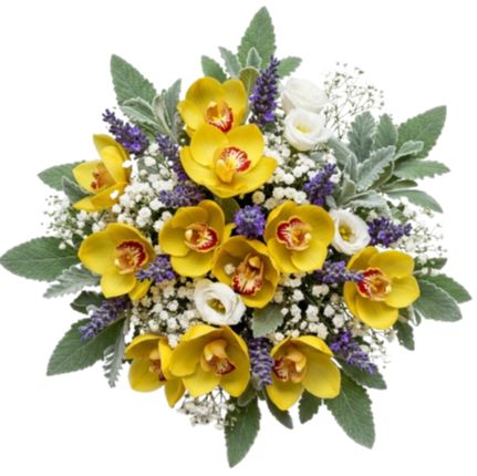 Luxury Cymbidium Orchids with Lisianthus ad Lavender Bouquet