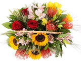 Luxury Exotic Blooms and Sunflowers Basket - Flowers Box London