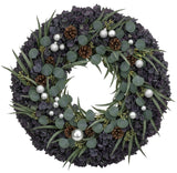 Luxury Festive Wreath of Pimpernel Hydrangea and Silver Baubles - Flowers Box London