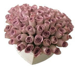 Luxury Lavender Roses Heart Box - Flowers Box London