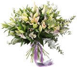 Luxury Light Pink Lily Bouquet with Eucalyptus - Flowers Box London