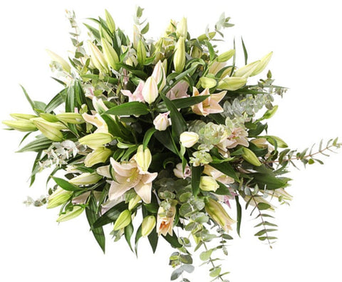 Luxury Light Pink Lily Bouquet with Eucalyptus