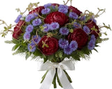 Luxury Peonies Bouquet with Cornflowers and Willow Twist - Flowers Box London