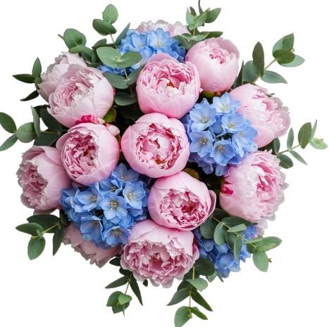 Luxury Peonies with Delphinium Bouquet - Flowers Box London