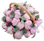 Luxury Peonies with Eucalyptus Basket - Flowers Box London