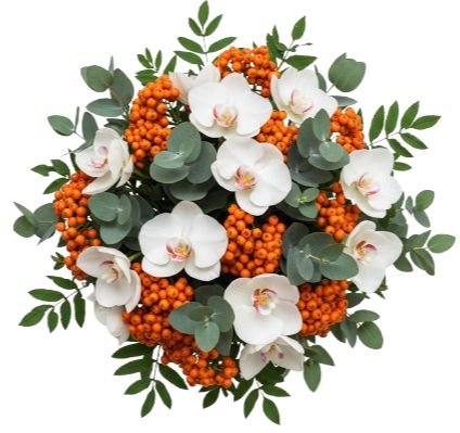 Luxury Phalaenopsis Orchids in Orange Berries Bouquet - Flowers Box London