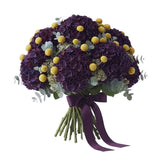 Luxury Purple Hydrangea with Craspedia Bouquet - Flowers Box London