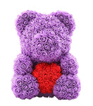 Luxury Purple Rose Teddy Bear with Red Heart - Flowers Box London