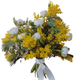 Luxury Ranunculus Bouquet with Mimosa - Flowers Box London