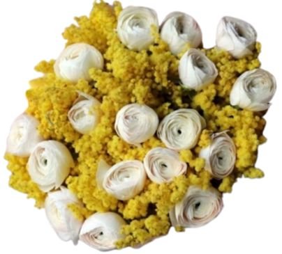 Luxury Ranunculus Bouquet with Mimosa - Flowers Box London