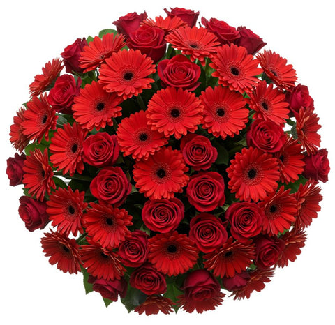 Luxury Red Roses and Gerberas Bouquet
