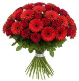 Luxury Red Roses and Gerberas Bouquet - Flowers Box London