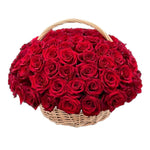 Luxury Red Roses in Basket - Flowers Box London