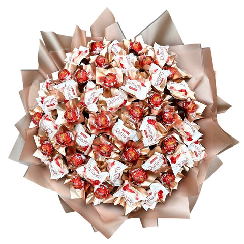 Luxury Rose Gold Wrapped Chocolate Mix Bouquet - Flowers Box London