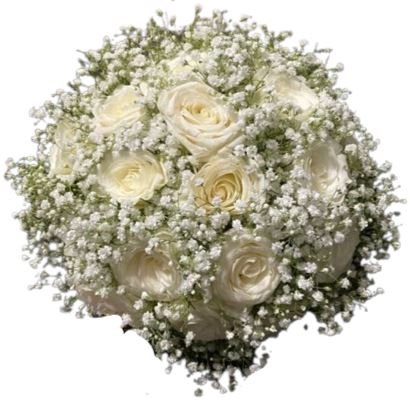 Luxury Roses In Gypsophila Bouquet - Flowers Box London